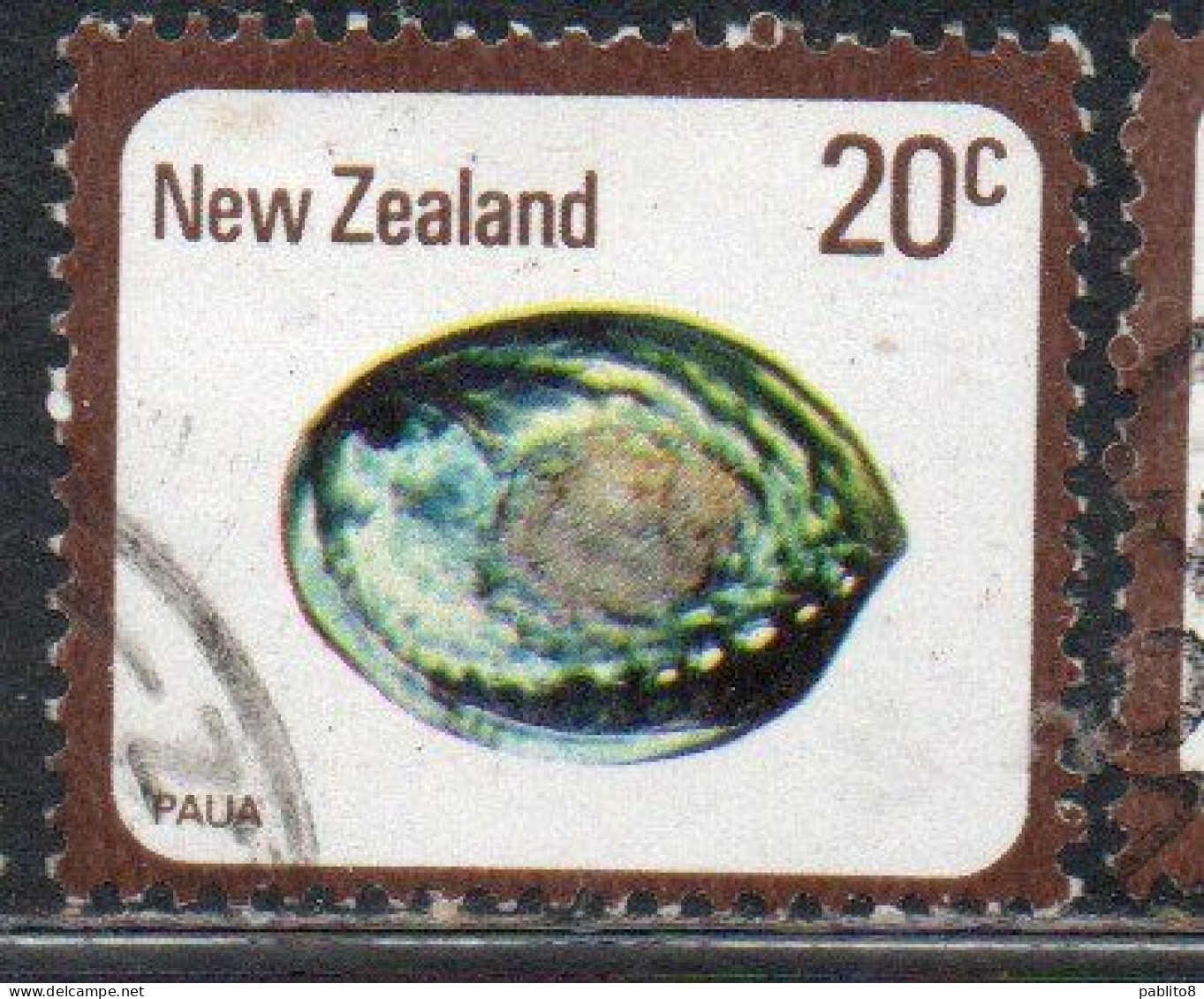 NEW ZEALAND NUOVA ZELANDA 1978 SHELLS PAUA HALIOTIS IRIS 20c USED USATO OBLITERE' - Used Stamps