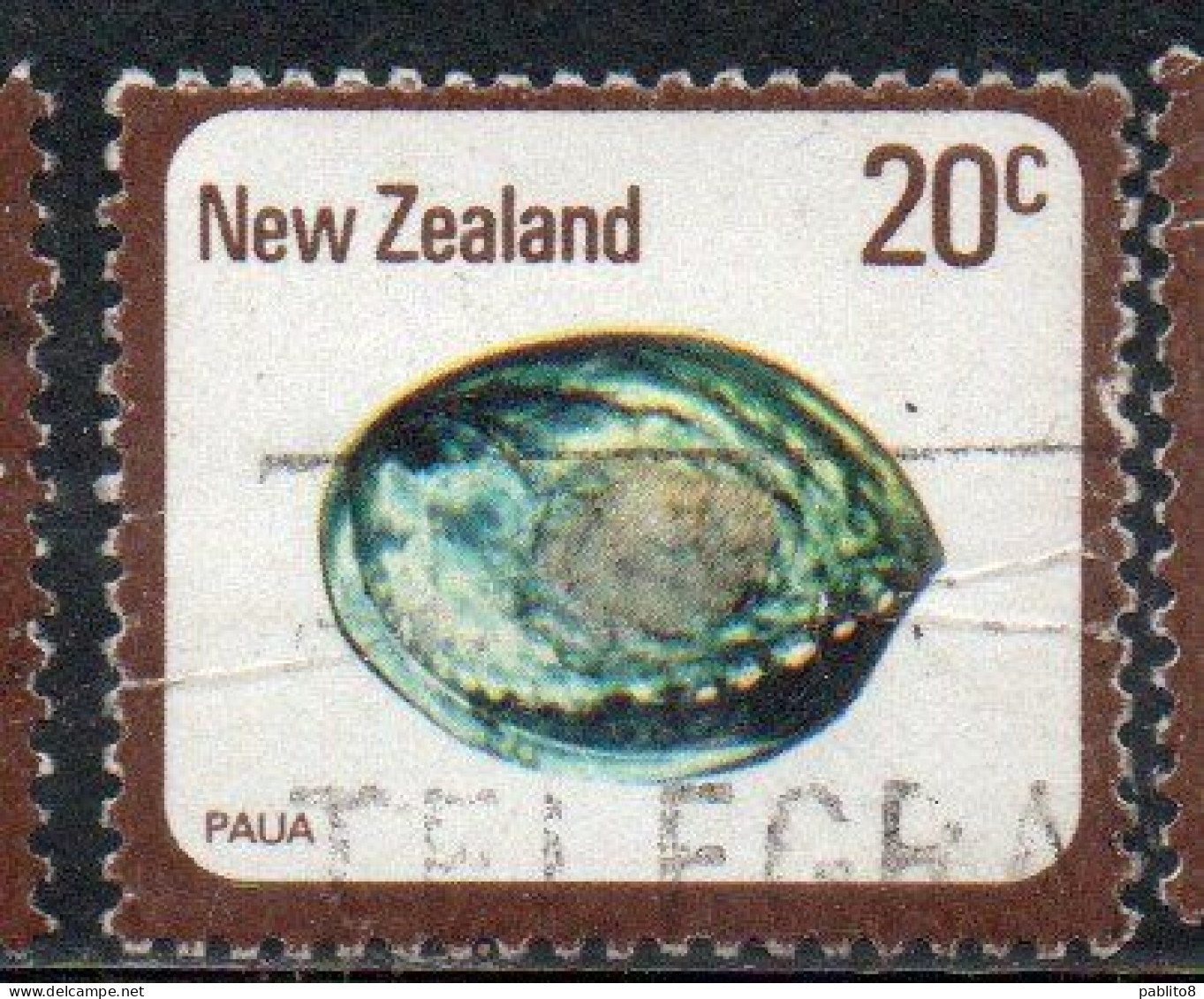 NEW ZEALAND NUOVA ZELANDA 1978 SHELLS PAUA HALIOTIS IRIS 20c USED USATO OBLITERE' - Gebraucht