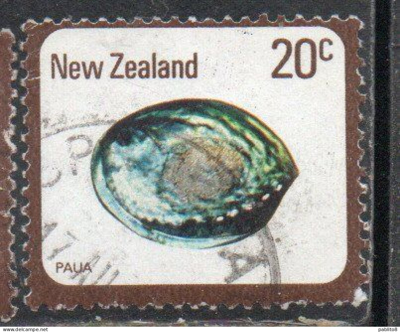 NEW ZEALAND NUOVA ZELANDA 1978 SHELLS PAUA HALIOTIS IRIS 20c USED USATO OBLITERE' - Gebraucht