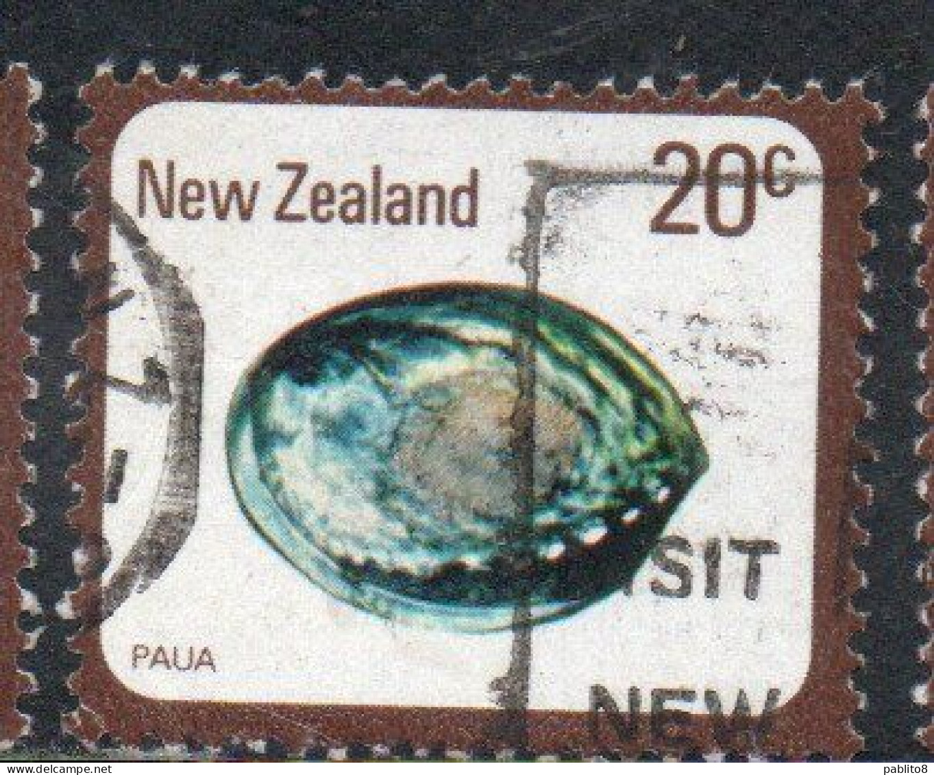 NEW ZEALAND NUOVA ZELANDA 1978 SHELLS PAUA HALIOTIS IRIS 20c USED USATO OBLITERE' - Oblitérés