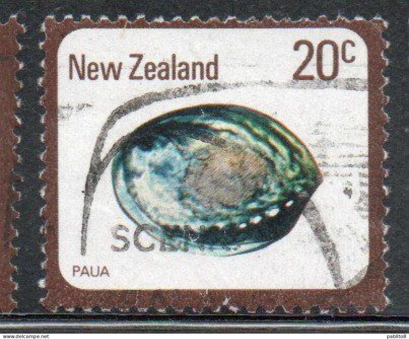 NEW ZEALAND NUOVA ZELANDA 1978 SHELLS PAUA HALIOTIS IRIS 20c USED USATO OBLITERE' - Oblitérés