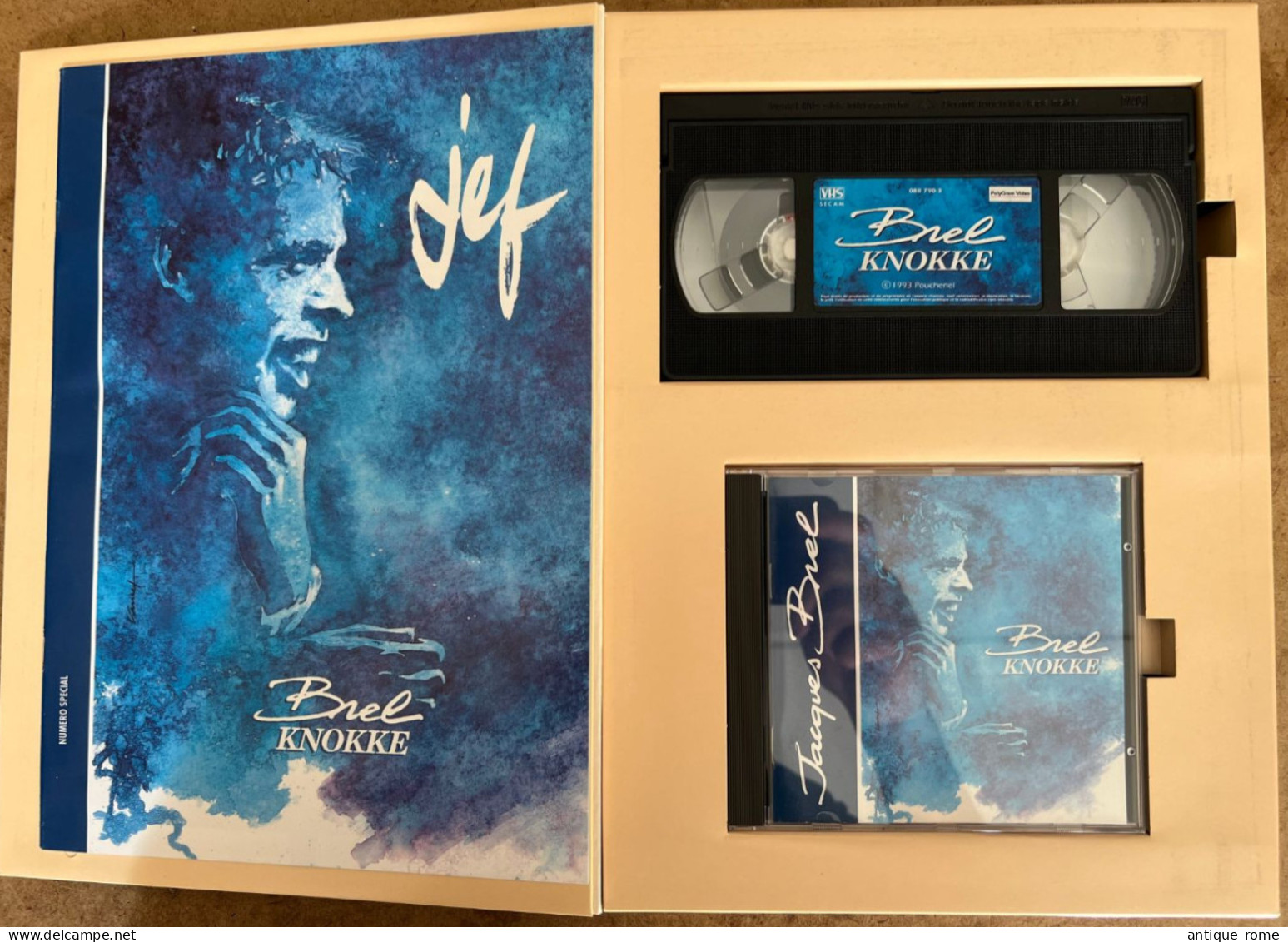 RARE Coffret Numéroté BREL_ KNOKKE_ 1 Livret + 1 CD + 1 VHS En Parfait Etat - Concert En Muziek