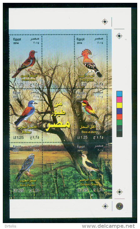 EGYPT / 2014 / BIRDS / PALM-DOVE / HOOPOE / ROLLER / BEE-EATER / SOOTY FALCON / GOLDEN ORIOLE / MNH / VF - Aigles & Rapaces Diurnes