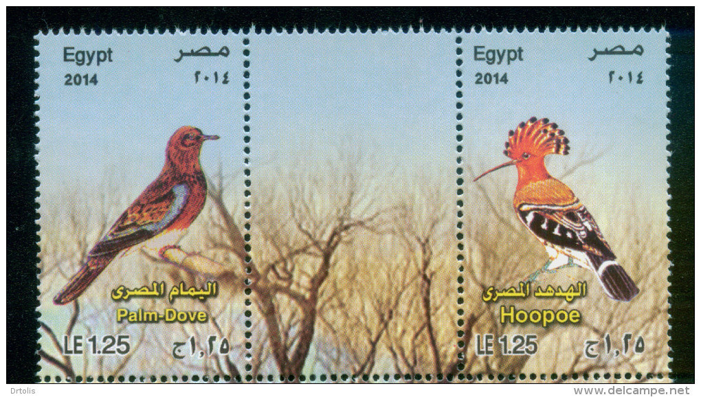 EGYPT / 2014 / BIRDS / PALM-DOVE / HOOPOE / ROLLER / BEE-EATER / SOOTY FALCON / GOLDEN ORIOLE / MNH / VF - Aigles & Rapaces Diurnes