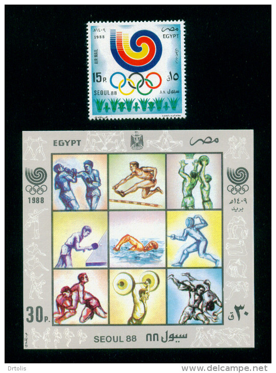 EGYPT / 1988 / SPORT / SUMMER OLYMPIC GAMES ; SEOUL / BOXING / RUNNING BARRIERS / BASKETBALL / TABLE TENNIS / MNH / VF - Neufs