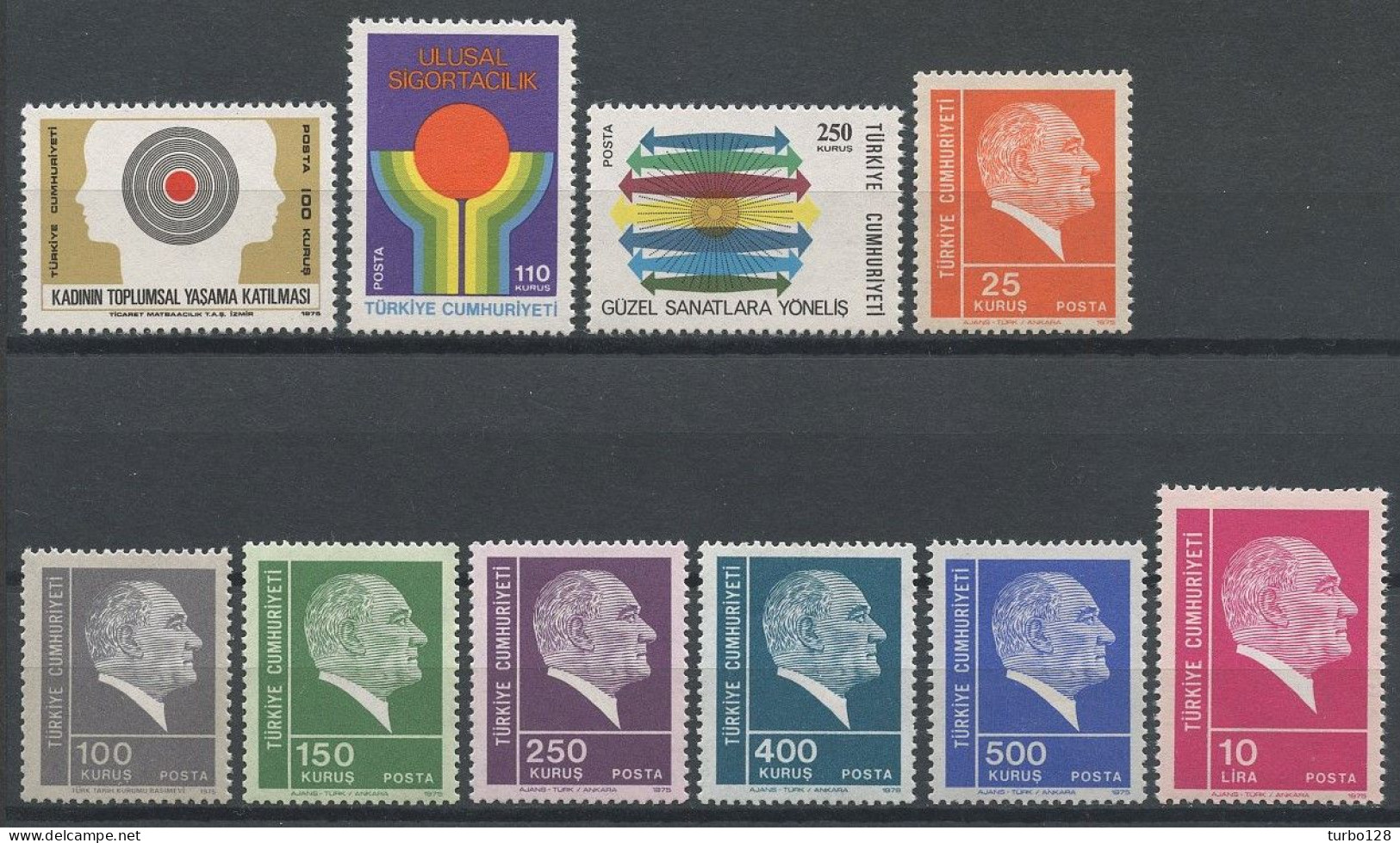 TURQUIE Année 1975 ** Complète N° 2116/2152 Neufs MNH Luxe C 52.45 € Jahrgang Ano Completo Full Year - Annate Complete
