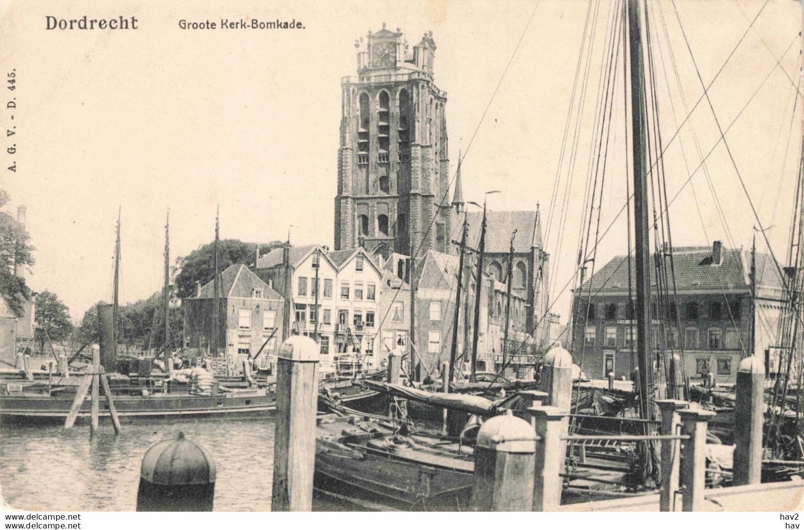 Dordrecht Bomkade Groote Kerk Schepen RY57923 - Dordrecht