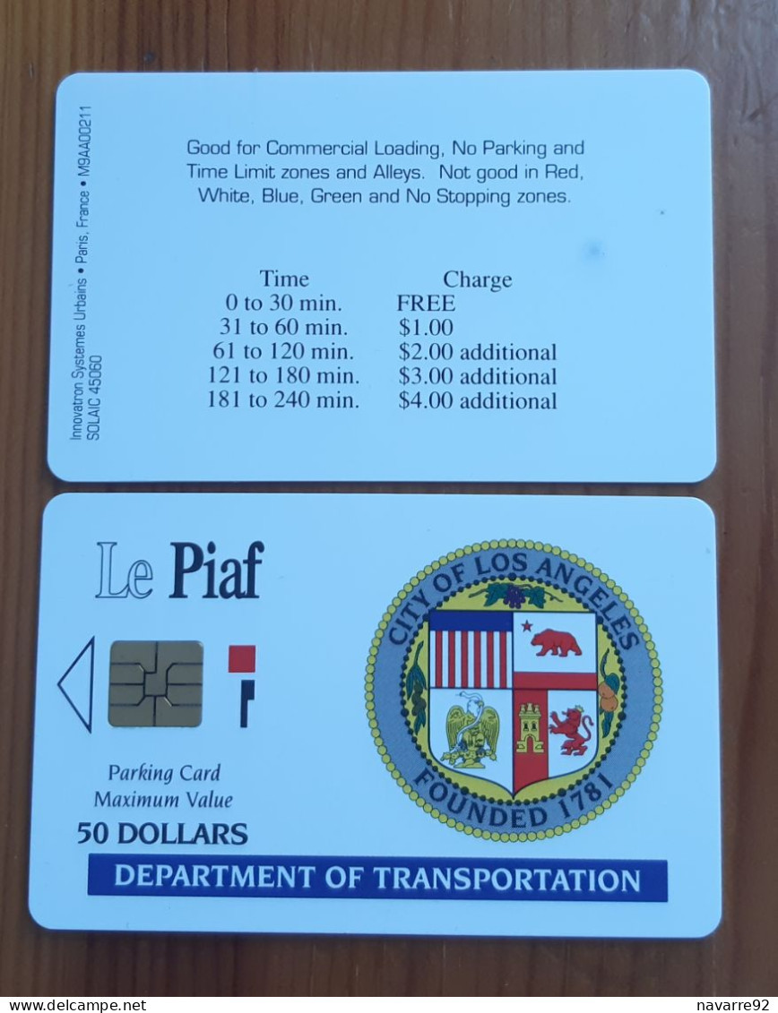 CARTE A PUCE PIAF LOS ANGELES T.B.E !!! - PIAF Parking Cards