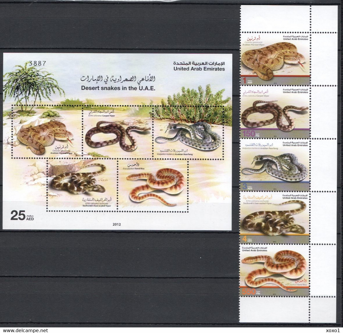UAE 2012 MiNr. 1091 - 1095 (Block 71) Vereinigte Arabische Emirate Desert Reptiles 5v + S\sh MNH**  19,50 € - Serpents