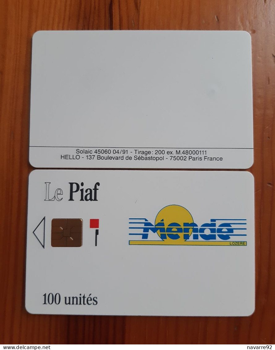 ANCIENNE CARTE A PUCE PIAF MENDE 200 EXEMPLAIRES 04/91 100 UNITES RARE T.B.E !!! - PIAF Parking Cards