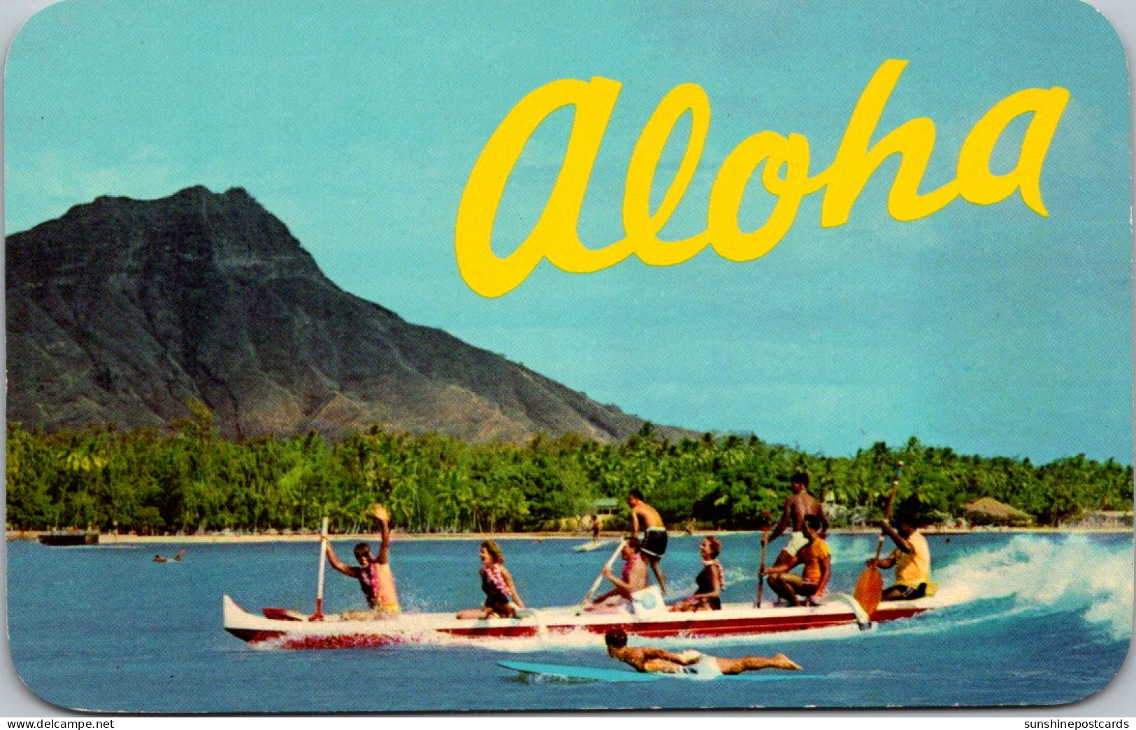 Hawaii Aloha Waikiki Outrigger Canoe Pan Amerian World Airways Card - Honolulu