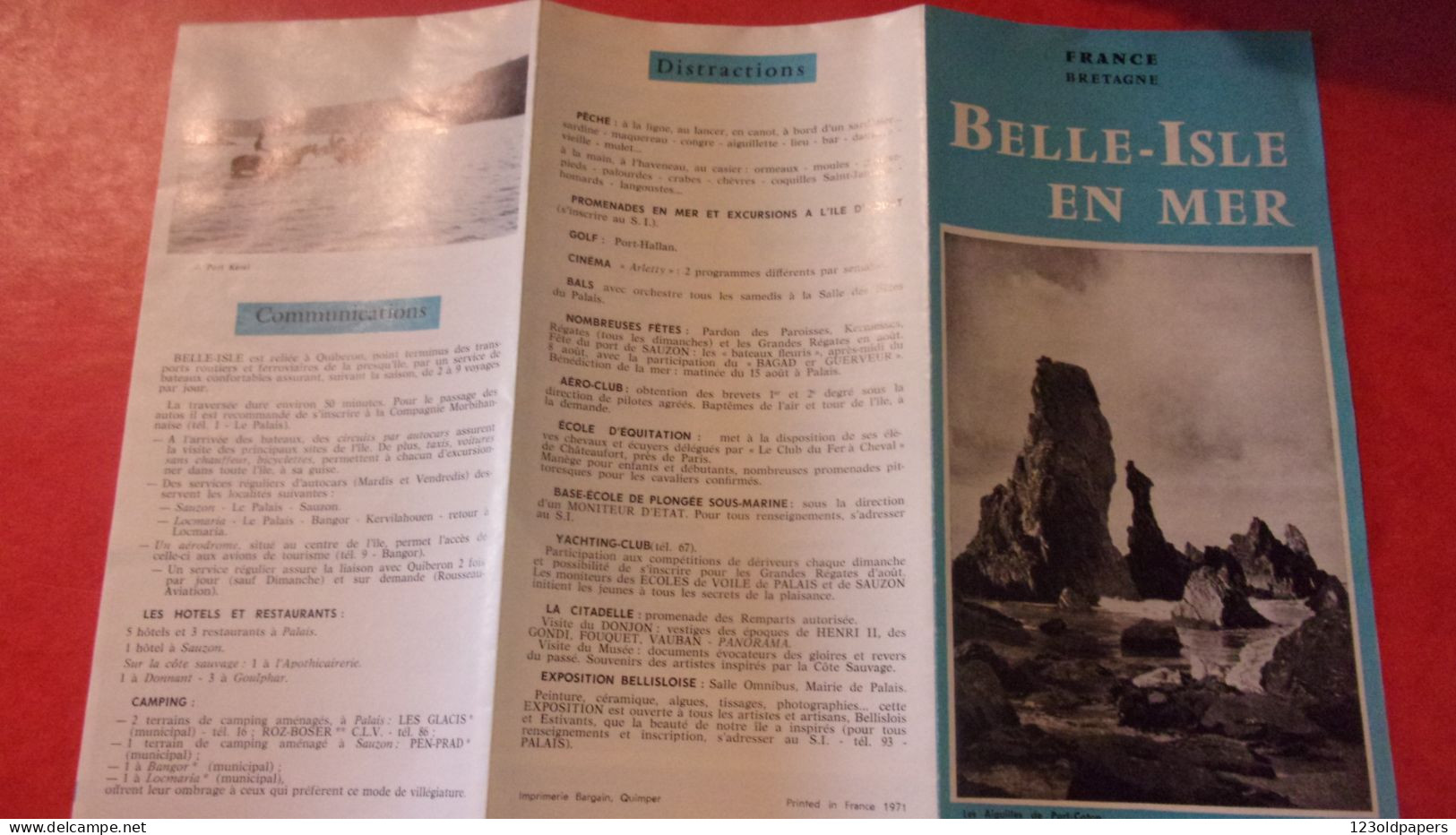 DEPLIANT 1971 BELLE ISLE EN MER  MORBIHAN - Belle Ile En Mer