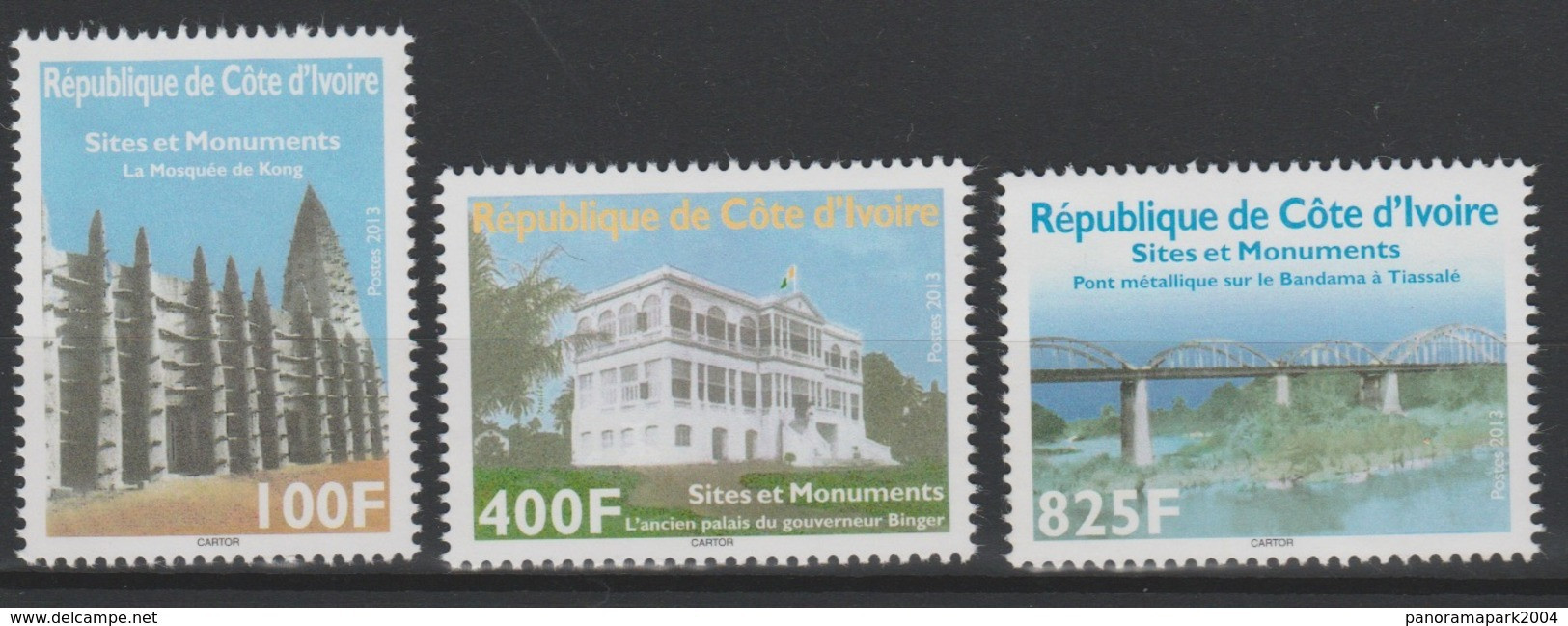 Côte D'Ivoire Ivory Coast 2013 Sites Et Monuments Bridge Pont Brücke Palais Palast Mosquée Moschee MNH** - Costa De Marfil (1960-...)