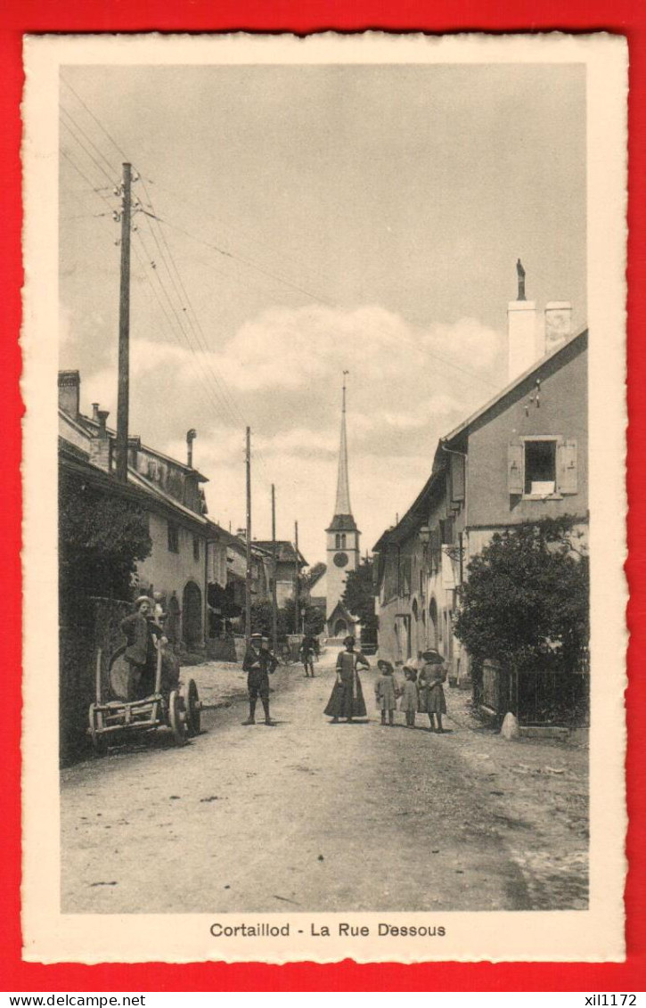 ZWN-02 RARE Cortaillod  La Rue Dessous. TRES ANIME. Bossette à Vendanges. NC - Cortaillod