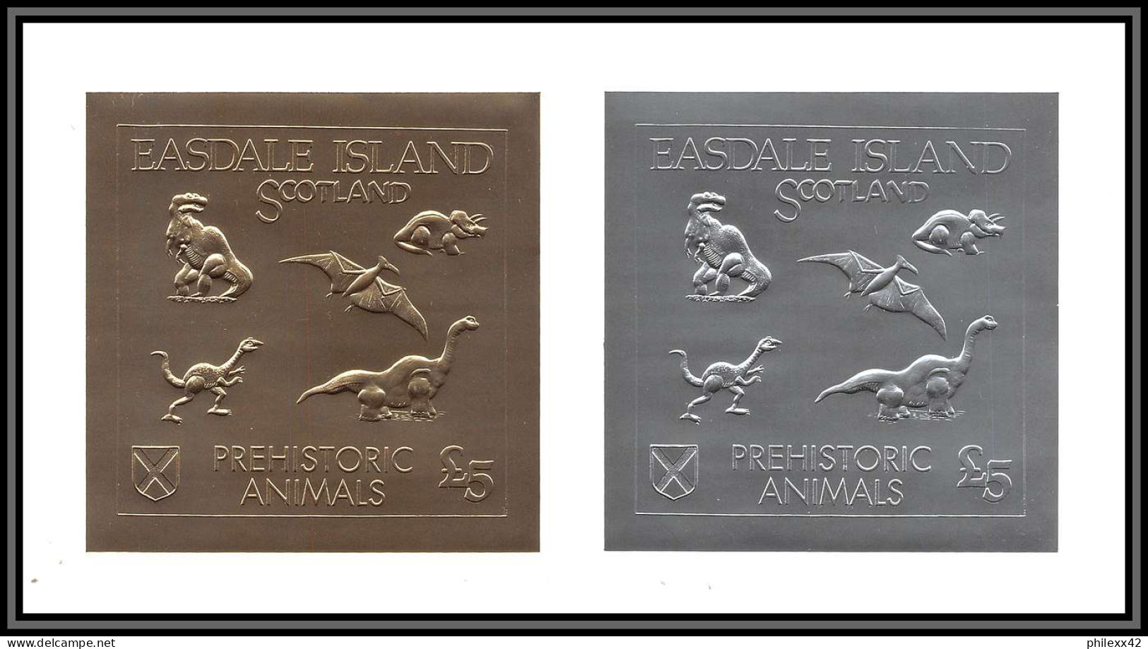 86287 Easdale Island Scotland Animaux Préhistoriques Prehistoric OR Gold Stamps + Argent - Scotland