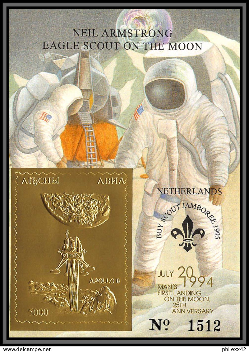 86205 Russia 1995 Netherlands Apollo 11 Armstrong Eagle Scout On The Moon Espace Space OR Gold ** MNH Tirage 2500 ** MNH - Otros & Sin Clasificación