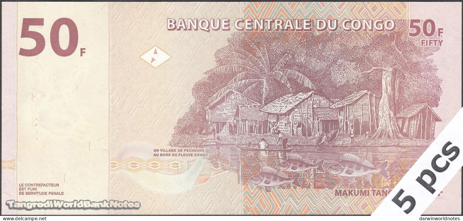 DWN - CONGO DEMOCRATIC REPUBLIC P.97Ab - 50 Francs 2013 UNC - Various Prefixes DEALERS LOT X 5 - République Démocratique Du Congo & Zaïre
