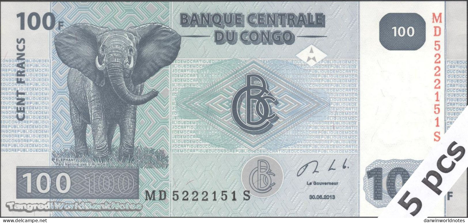 DWN - CONGO DEMOCRATIC REPUBLIC P.98b - 100 Francs 2013 UNC - Various Prefixes DEALERS LOT X 5 - République Démocratique Du Congo & Zaïre