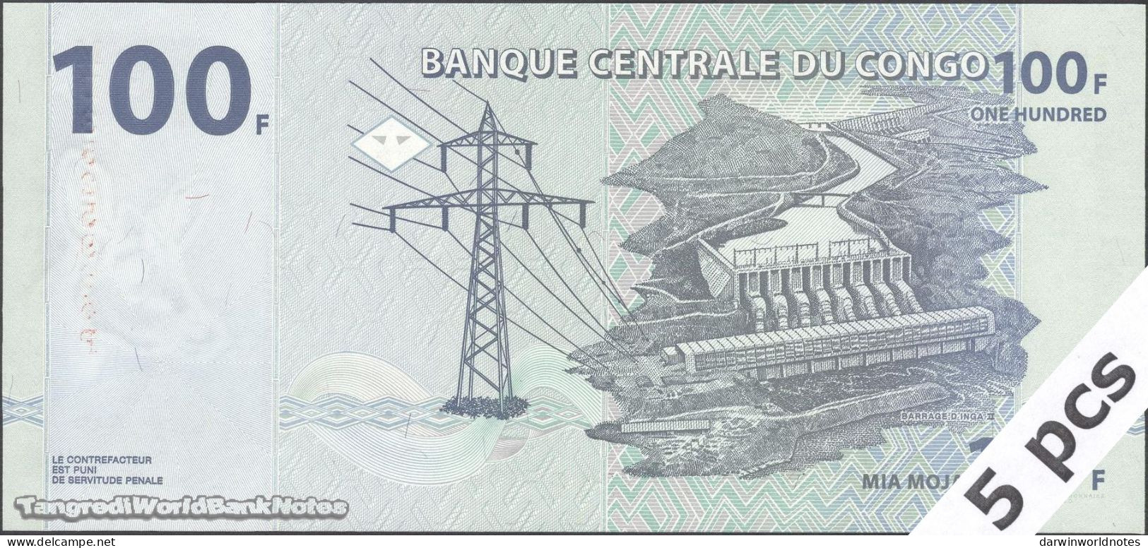 DWN - CONGO DEMOCRATIC REPUBLIC P.98b - 100 Francs 2013 UNC - Various Prefixes DEALERS LOT X 5 - République Démocratique Du Congo & Zaïre