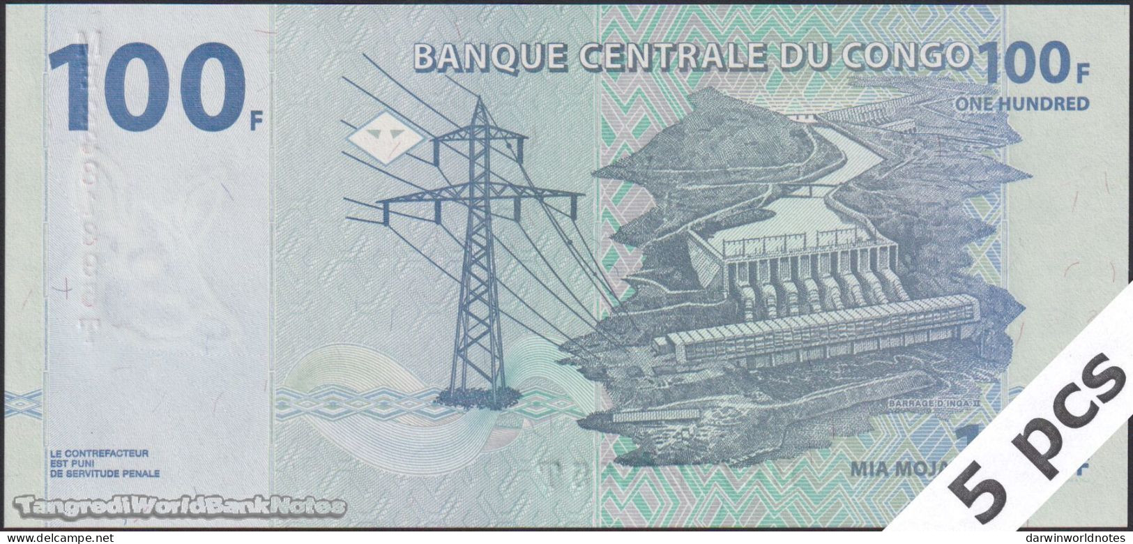 DWN - CONGO DEMOCRATIC REPUBLIC P.98c - 100 Francs 2022 UNC - Various Prefixes DEALERS LOT X 5 - Democratic Republic Of The Congo & Zaire