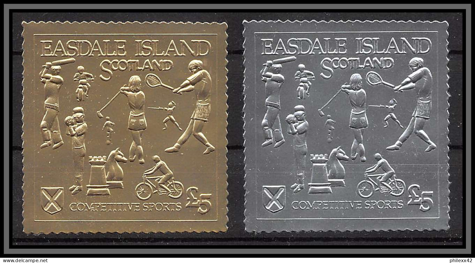 86388 Easdale Scotland Sports Tennis Chess Golf Velo Cycling Moto Escrime Baseball OR Gold Stamps Argent Silver ** MNH - Scotland