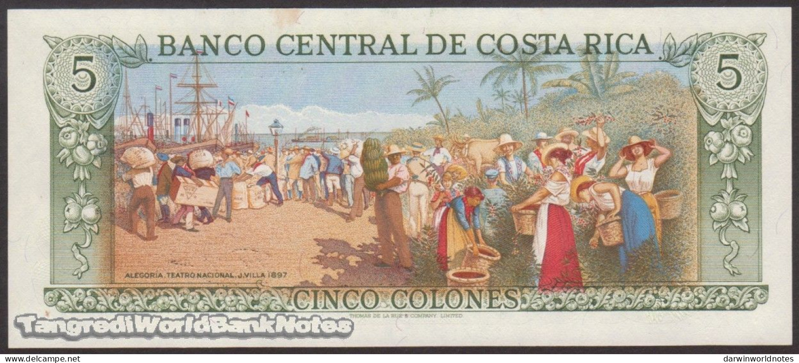 DWN - COSTA RICA P.236d19 - 5 Colones 1989 UNC TONED - Various Prefixes DEALERS LOT X 5 - Costa Rica
