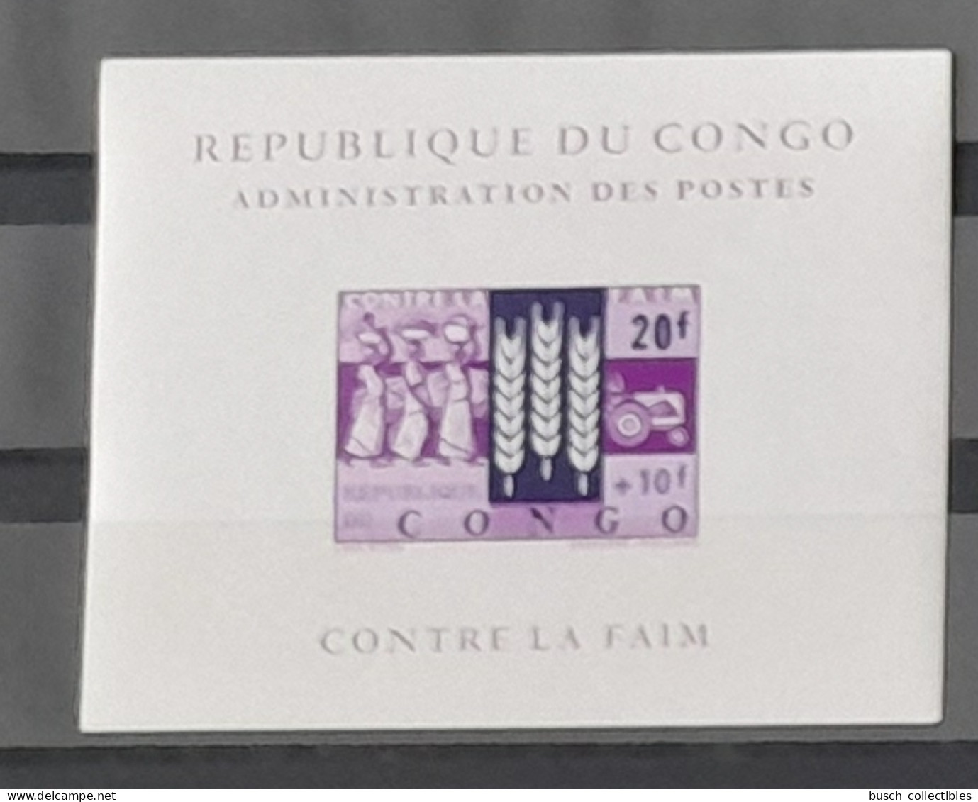 Congo Kinshasa 1964 COB LX480 Feuillet De Luxe Proof Contre La Faim Tracteur Traktor Tractor - Contra El Hambre