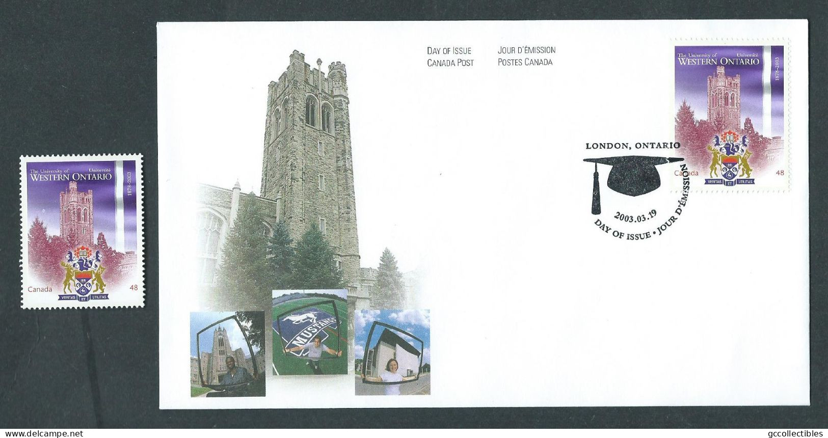 Canada # 1974 On FDC + Single Stamp MNH - University Of Western Ontario - 2001-2010