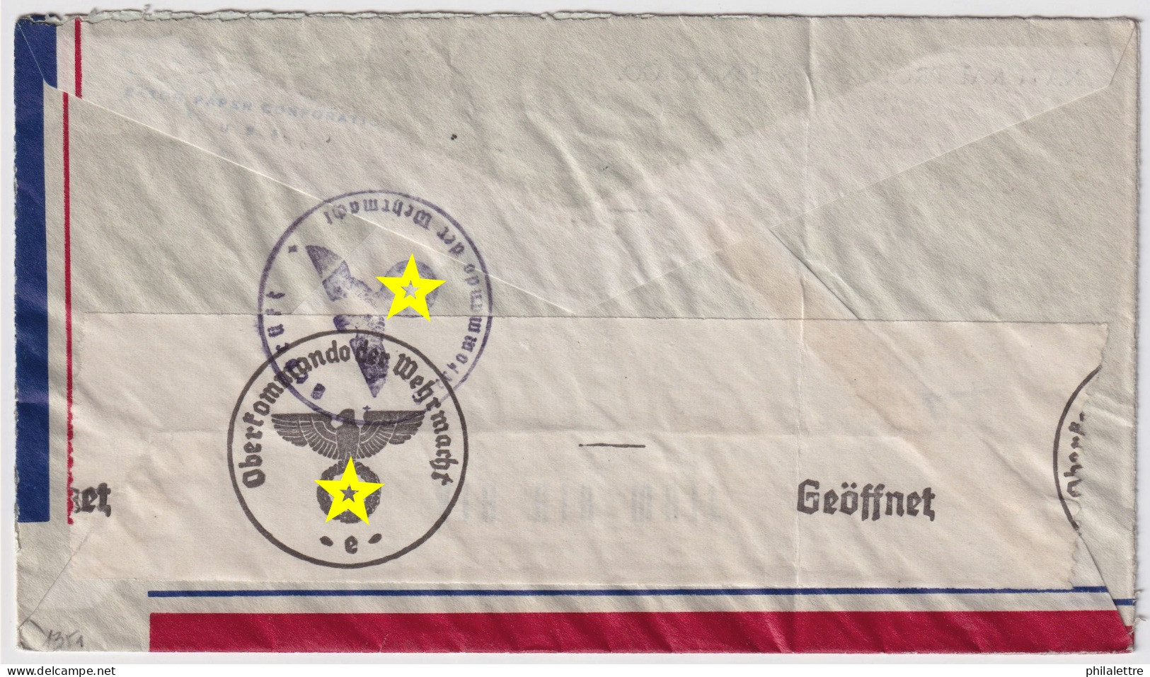 USA To NORWAY - 1941 - Sc.C24 30c Blue On German Censored Air Mail Cover From New York City To Oslo - Lettres & Documents