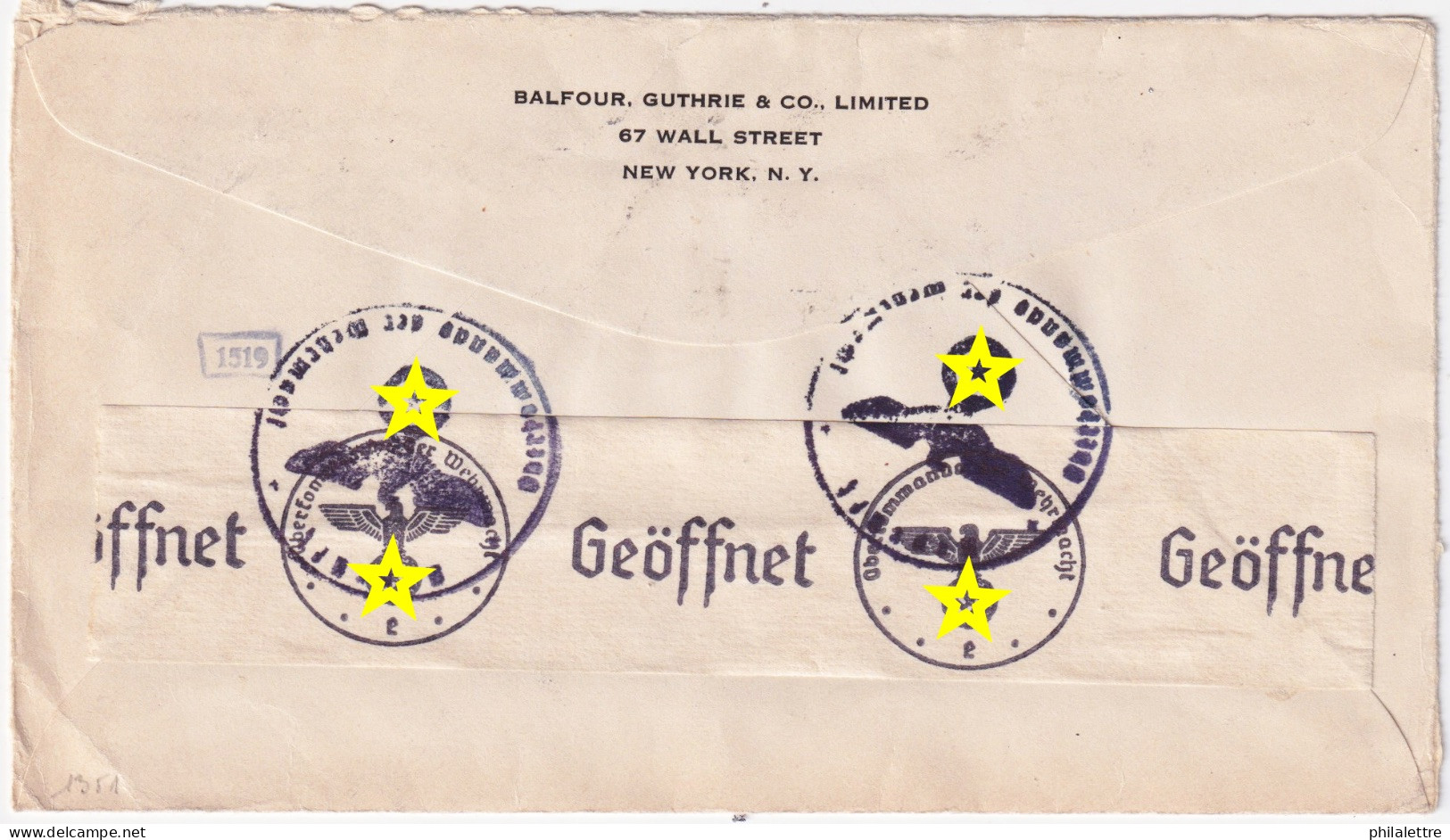 USA To NORWAY - 1940 - Sc.810 5c Blue On German Censored Surface Cover From New York City To Oslo - Brieven En Documenten