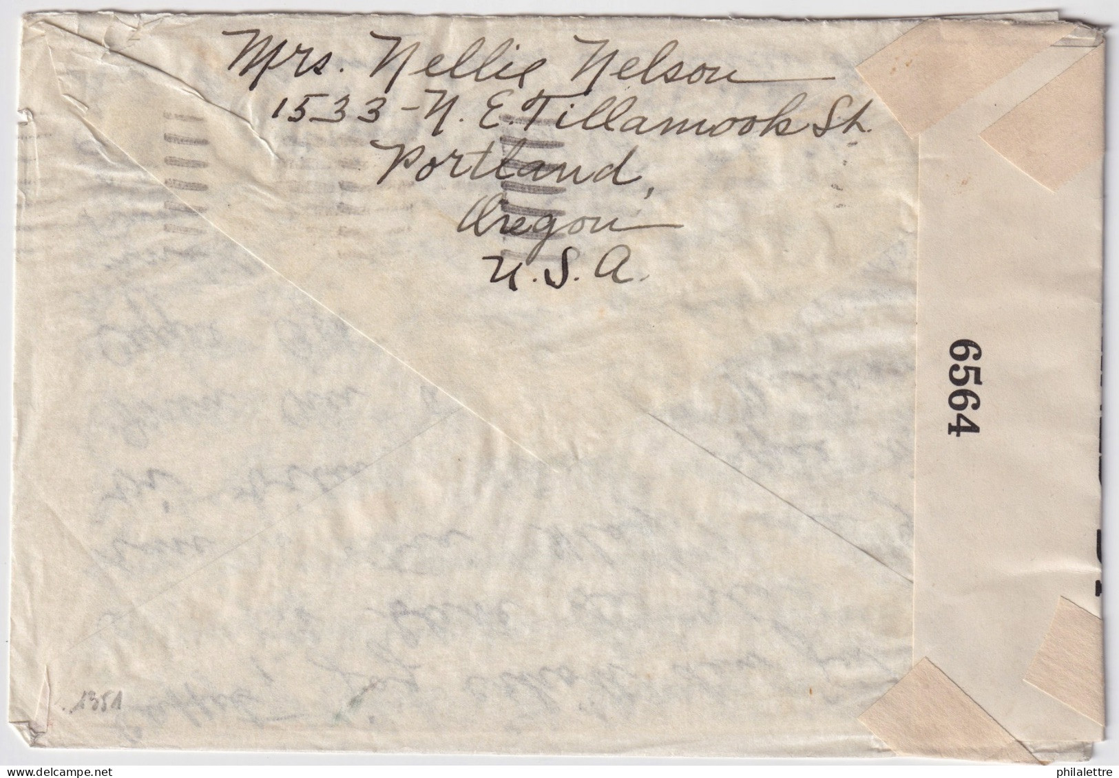 USA To Sweden - 1942 - Sc.C30 On Air Mail US Censored Cover From PORTLAND, OR To Stockholm, Sweden (with Letter) - 2c. 1941-1960 Covers
