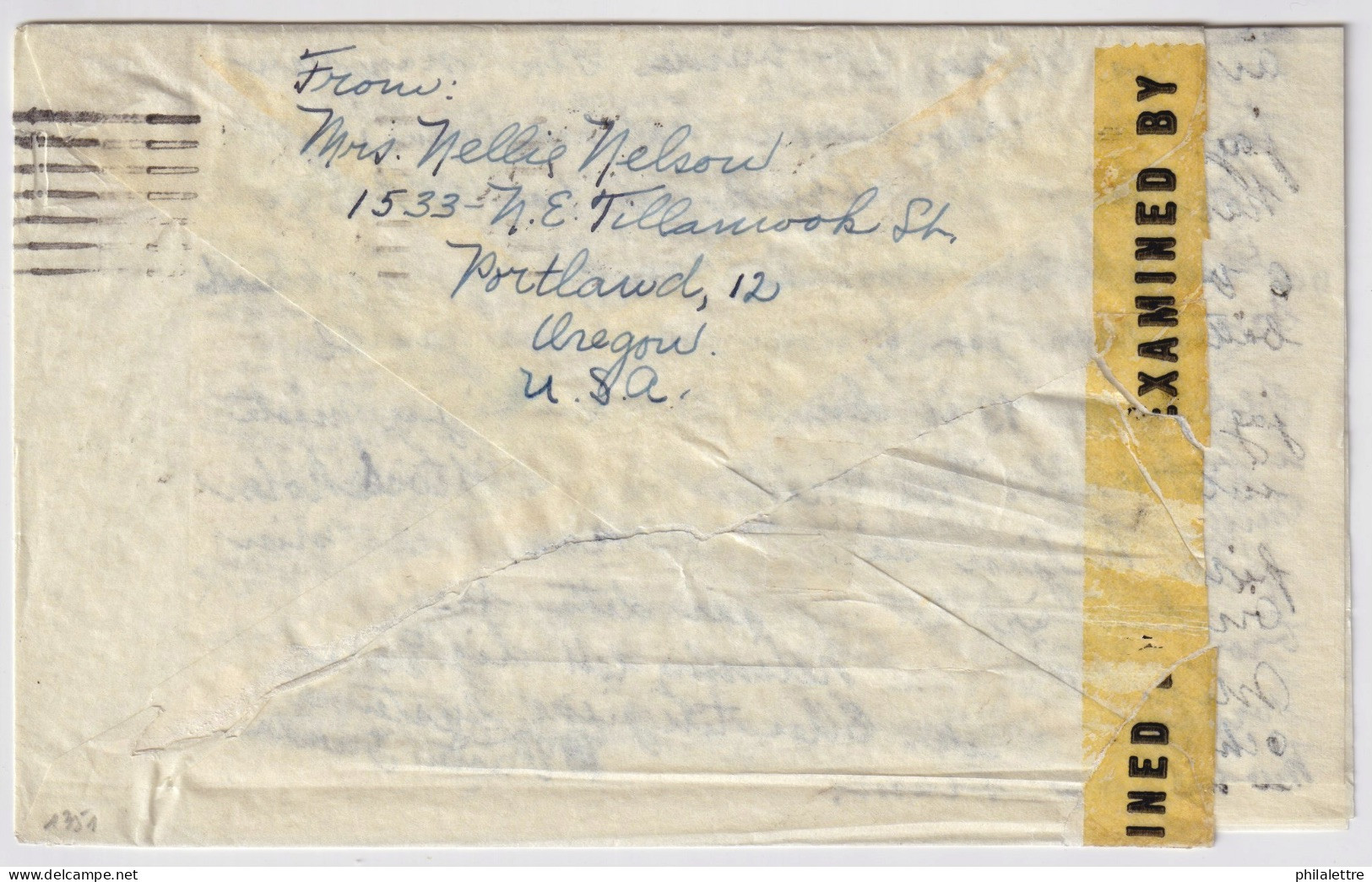 USA To Sweden - 1943 - Sc.C30 On Air Mail US Censored Cover From PORTLAND, OR To Stockholm, Sweden (with Letter) - 2c. 1941-1960 Briefe U. Dokumente