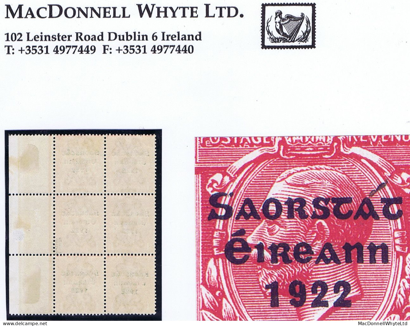 Ireland 1922-23 Thom Saorstat 3-line Ovpt 1d Variety "Accent Inserted By Hand" R15/12 In A Marginal Block Of 6 Mint - Ungebraucht