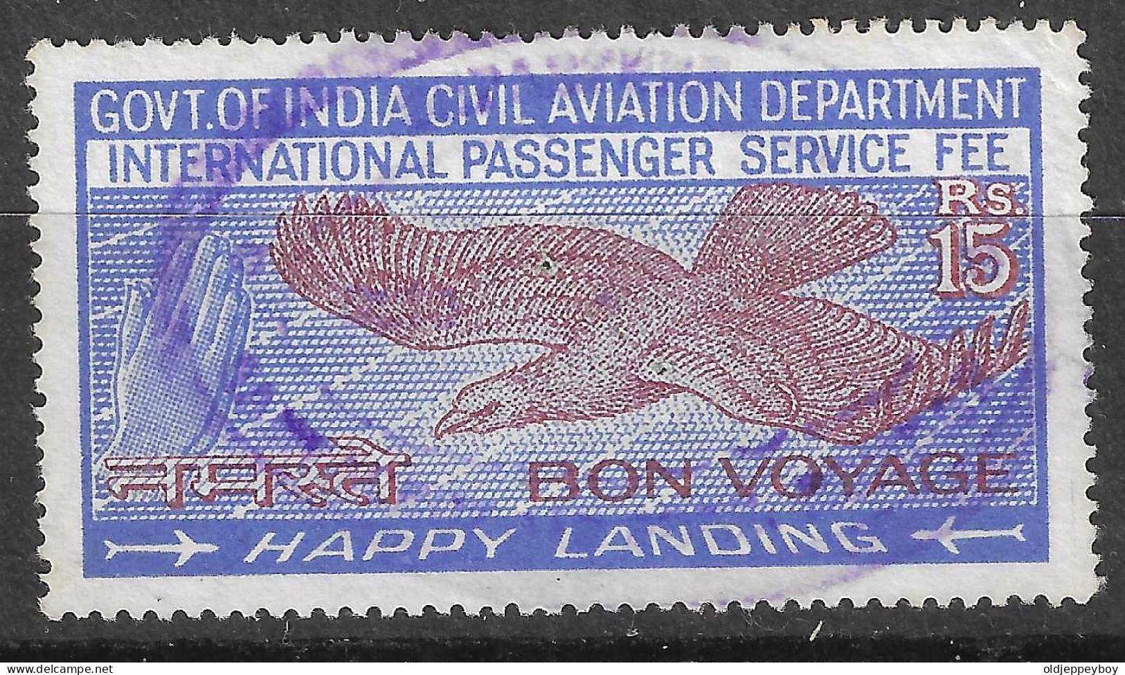 Bon Voyage, Happy Landing, Eagle, Hand International Passenger Service Fee, India VIGNETTE Reklamemarke Erinnophilie - Erinnofilia