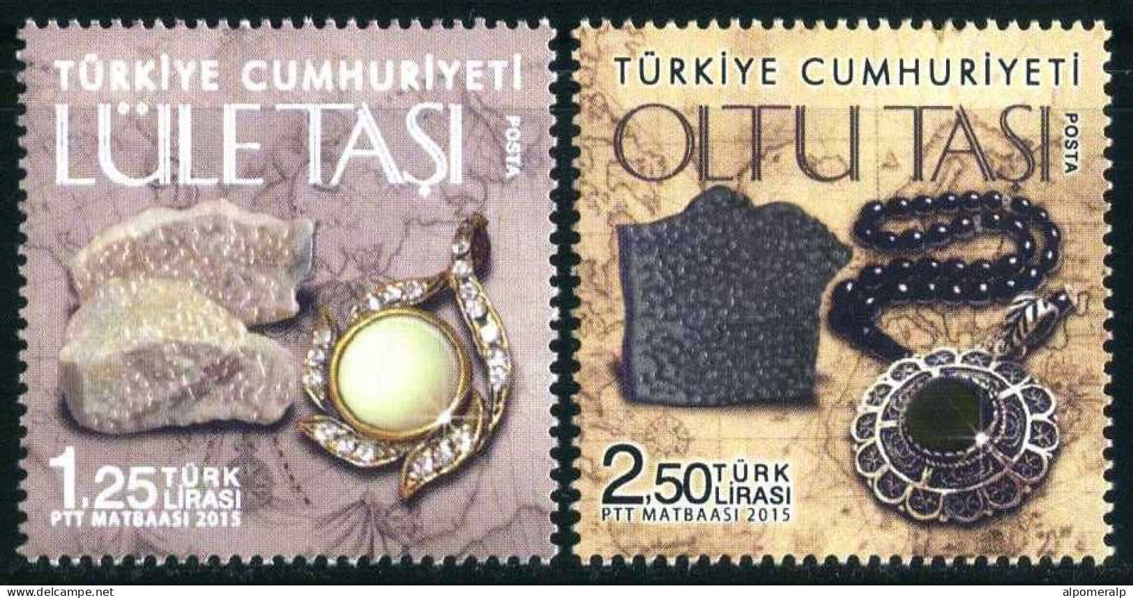 Türkiye 2015 Mi 4174-4175 MNH Precious (Valuable) Stones, Gemstones, Jewelery: Meerschaum, Sepiolite, Oltu Stone, Jet - Nuevos