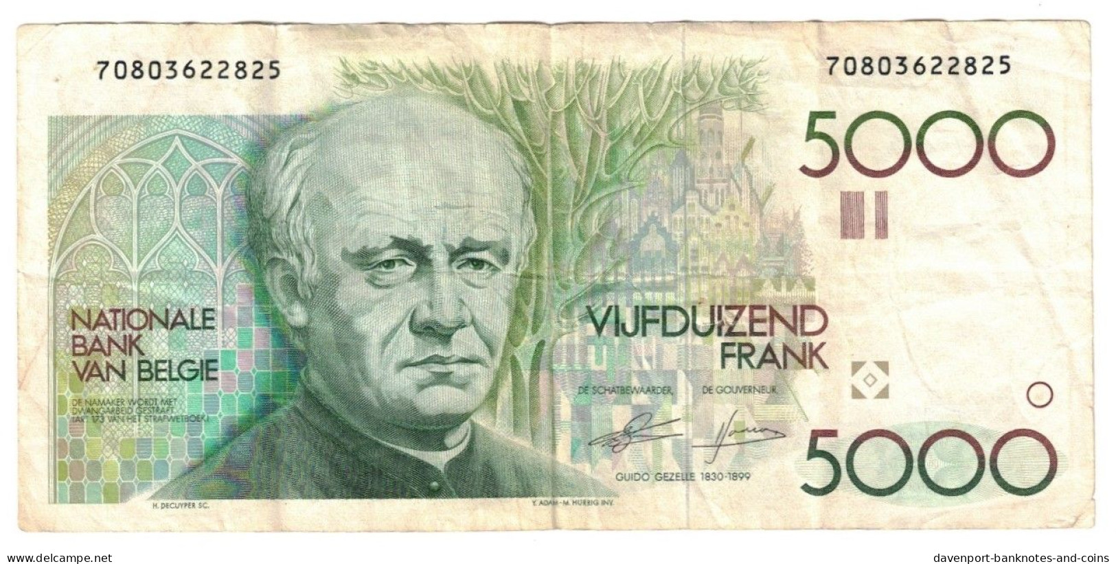 Belgium 5000 Francs (Frank) 1982 F/VF "Genie-Godeaux" [2] - 5000 Francs