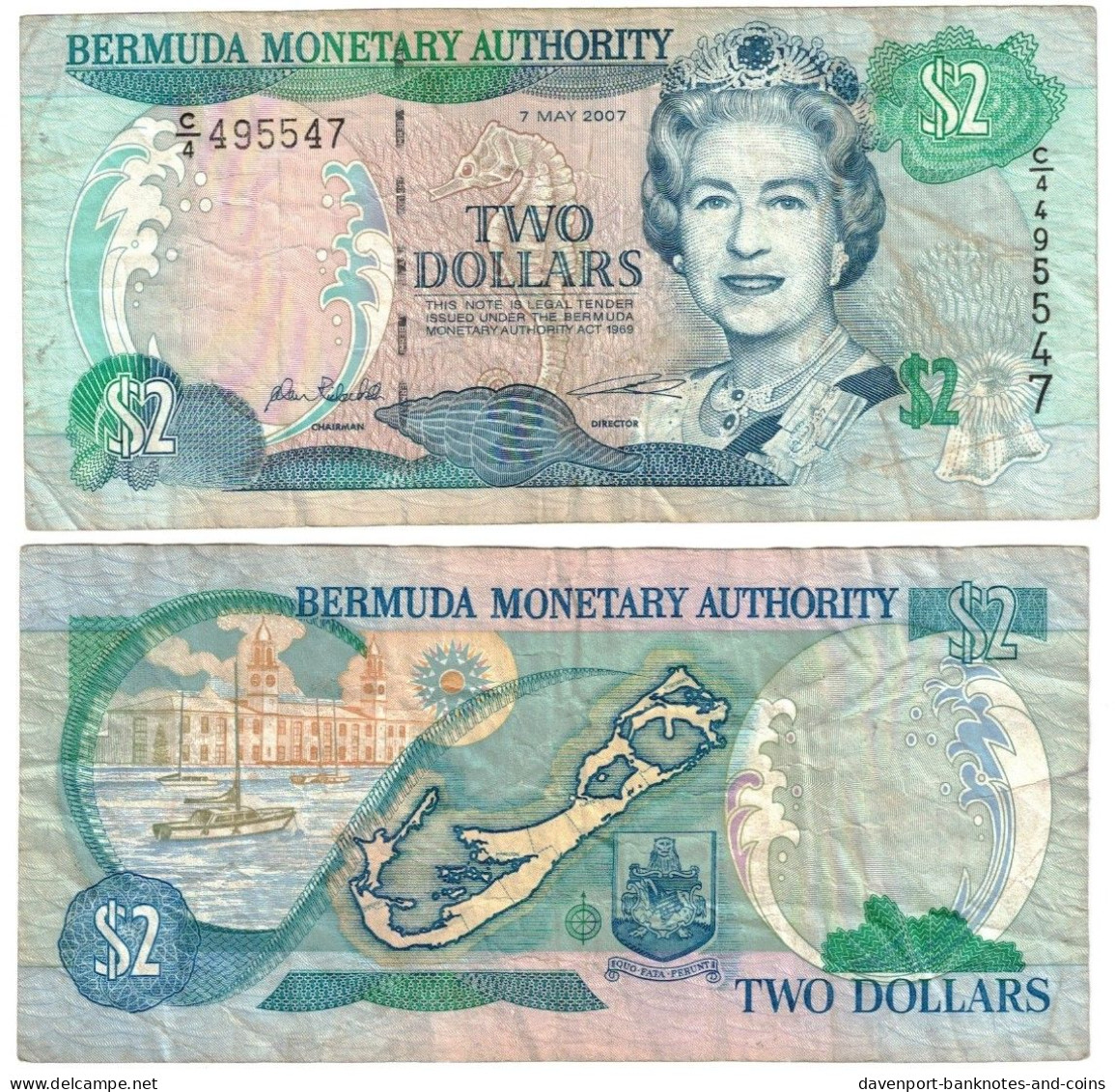 Bermuda 2 Dollars 2007 VF - Bermuda