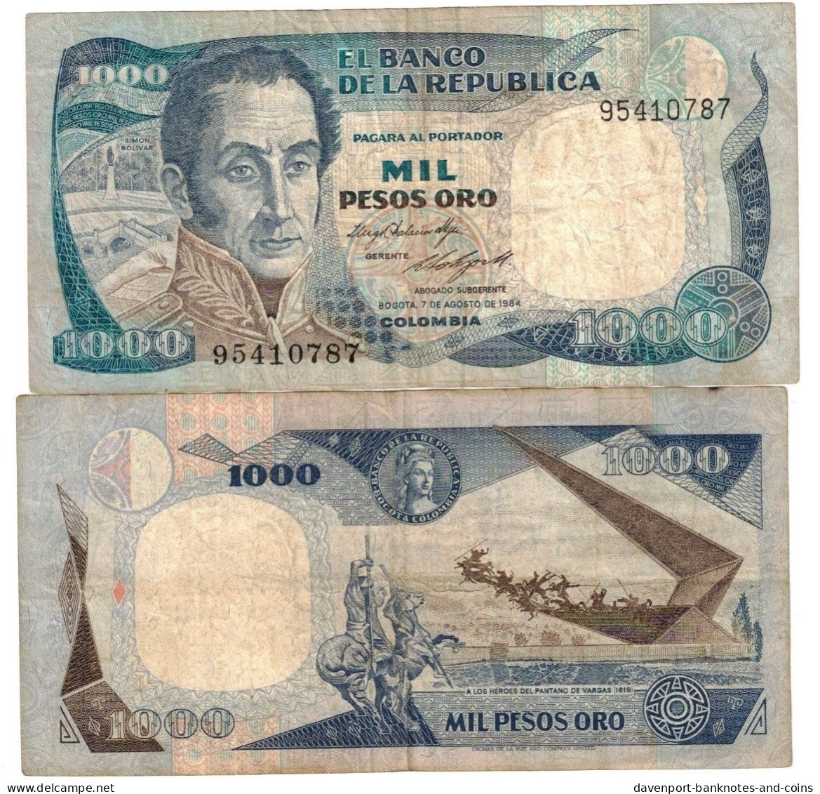 Colombia 1000 Pesos 1984 F - Colombie