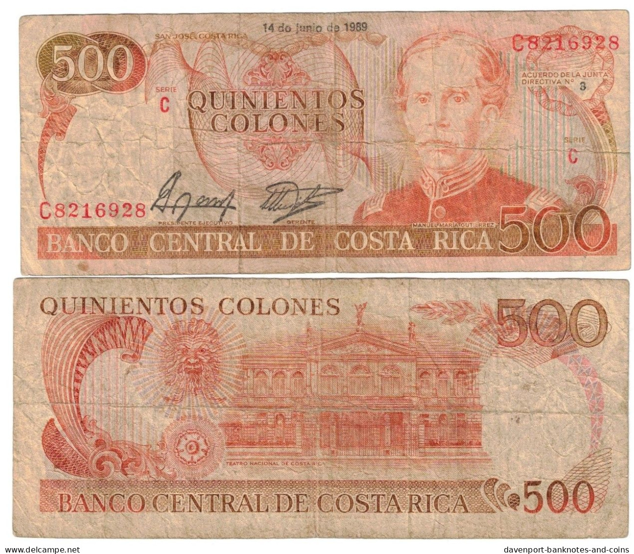 Costa Rica 500 Colones 1989 F - Costa Rica