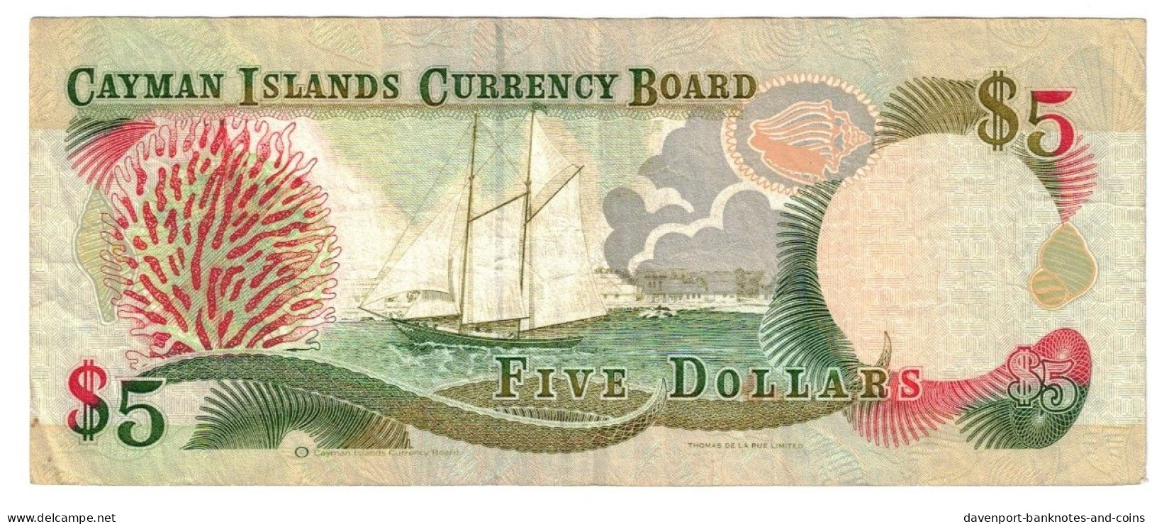 Cayman Islands 5 Dollar 1996 VF - Islas Caimán