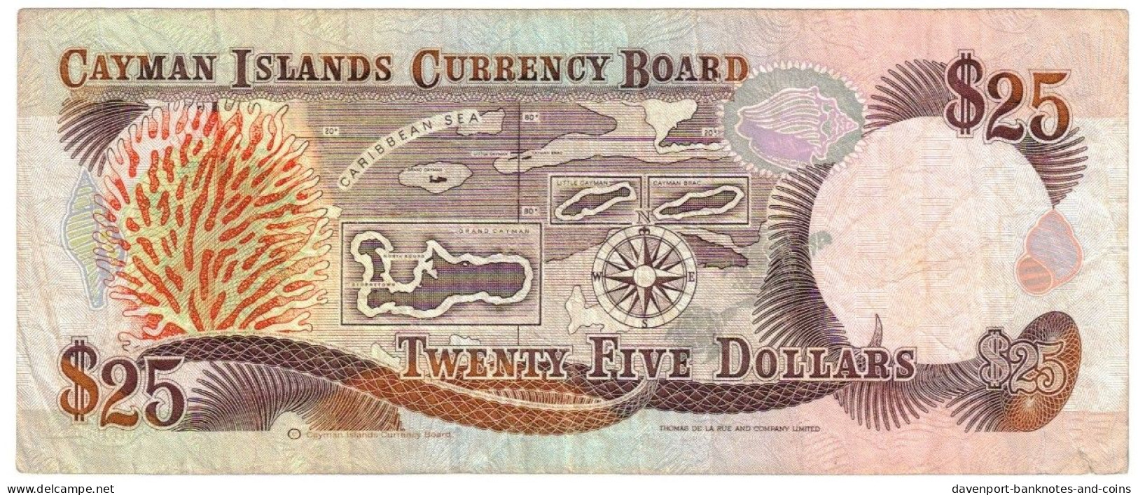 Cayman Islands 25 Dollars 1991 F - Kaaimaneilanden