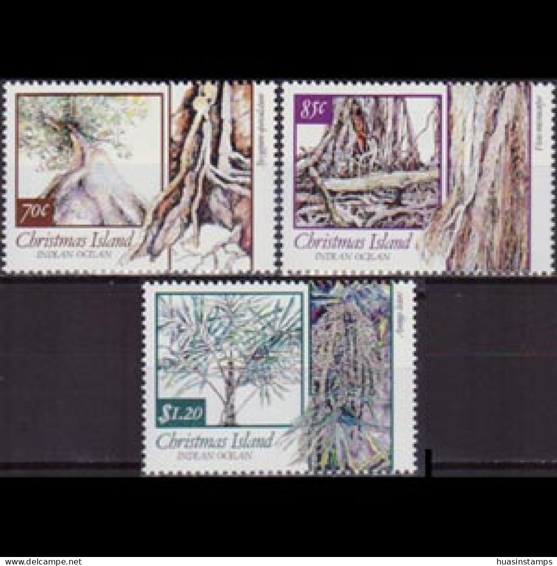 CHRISTMAS IS. 1991 - Scott# 312-4 Trees 70c-$1.2 MNH - Christmas Island