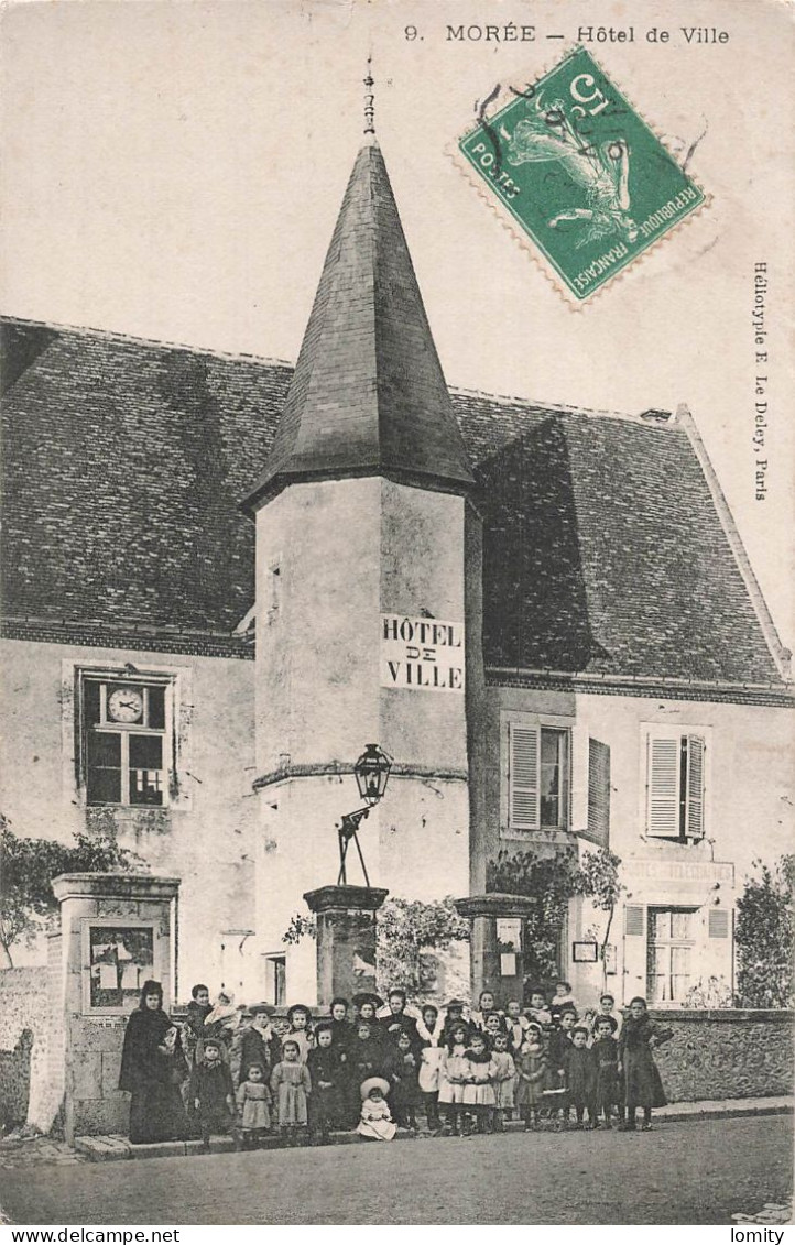 41 Morée Hotel De Ville CPA Carte Avec Animation , Cachet 1907 - Moree