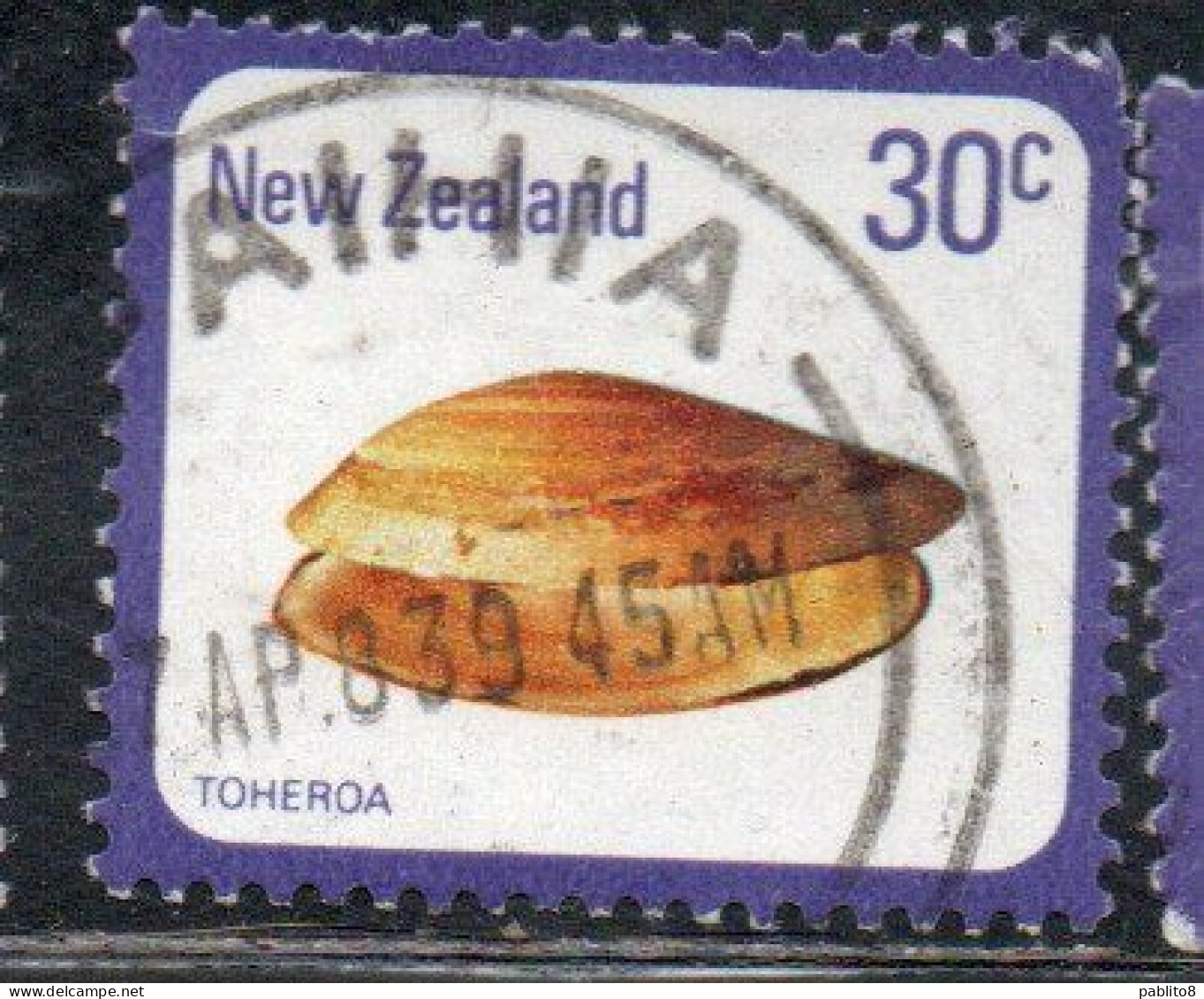 NEW ZEALAND NUOVA ZELANDA 1978 SHELLS TOHEROA PAPHIES VENTRICOSA 30c USED USATO OBLITERE' - Oblitérés