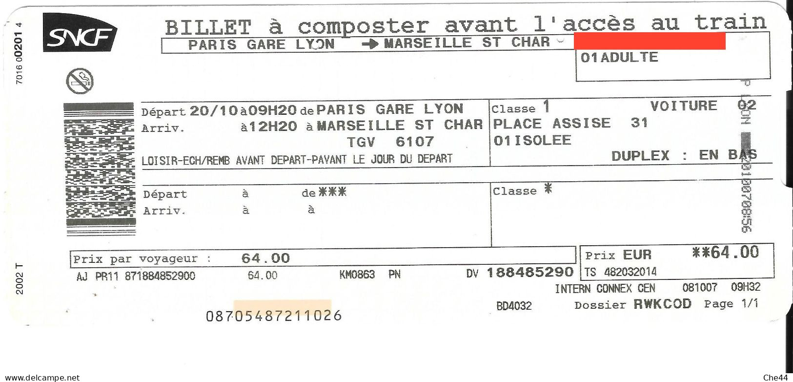 Billet De Train. (Voir Commentaires) - Europa