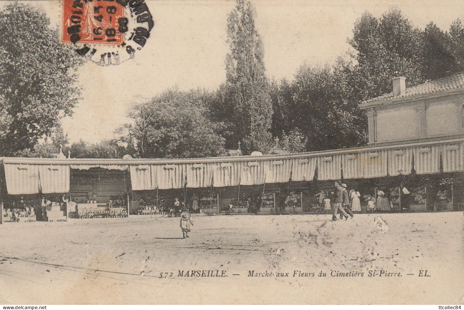 CPA-13-MARSEILLE-ST PIERRE-Marché Aux Fleurs Du Cimetière-Animée - Saint Barnabé, Saint Julien, Montolivet