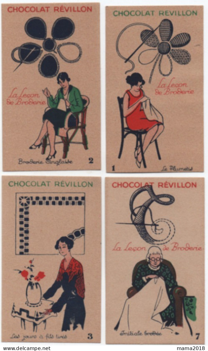 REVILLON  Lot 3 Images Invisibles  à Révéler Plus 4  Chromos Broderies - Chocolate