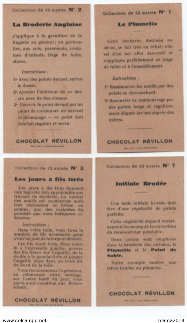 REVILLON  Lot 3 Images Invisibles  à Révéler Plus 4  Chromos Broderies - Chocolat