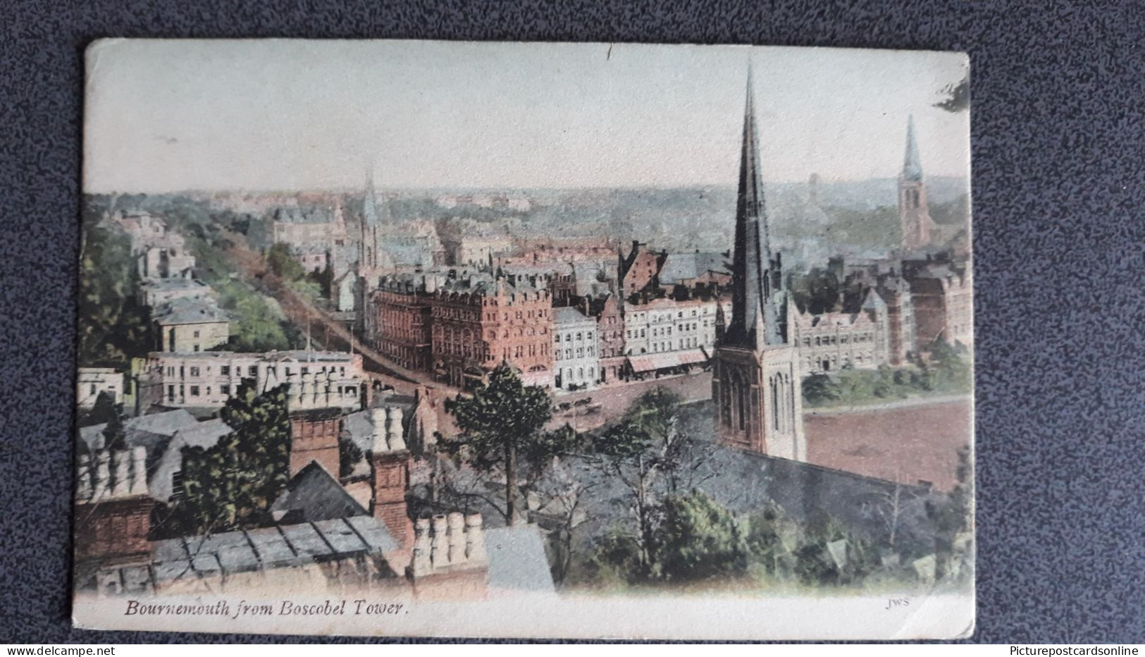 BOURNEMOUTH FROM BOSCOBEL TOWER OLD COLOUR POSTCARD HAMPSHIRE - Bournemouth (hasta 1972)