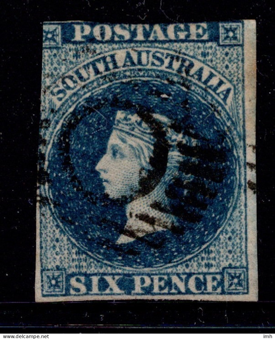 1855 SG3 6d Deep Blue W2 Imperforate. Two And A Half Margins VFU  £ 160 - Oblitérés